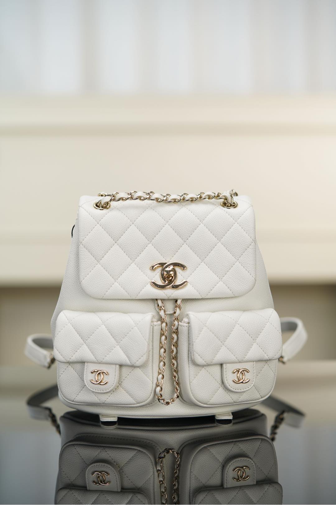 샤넬 듀마 투포켓 미디엄 백팩 캐비어 AS3860 1480