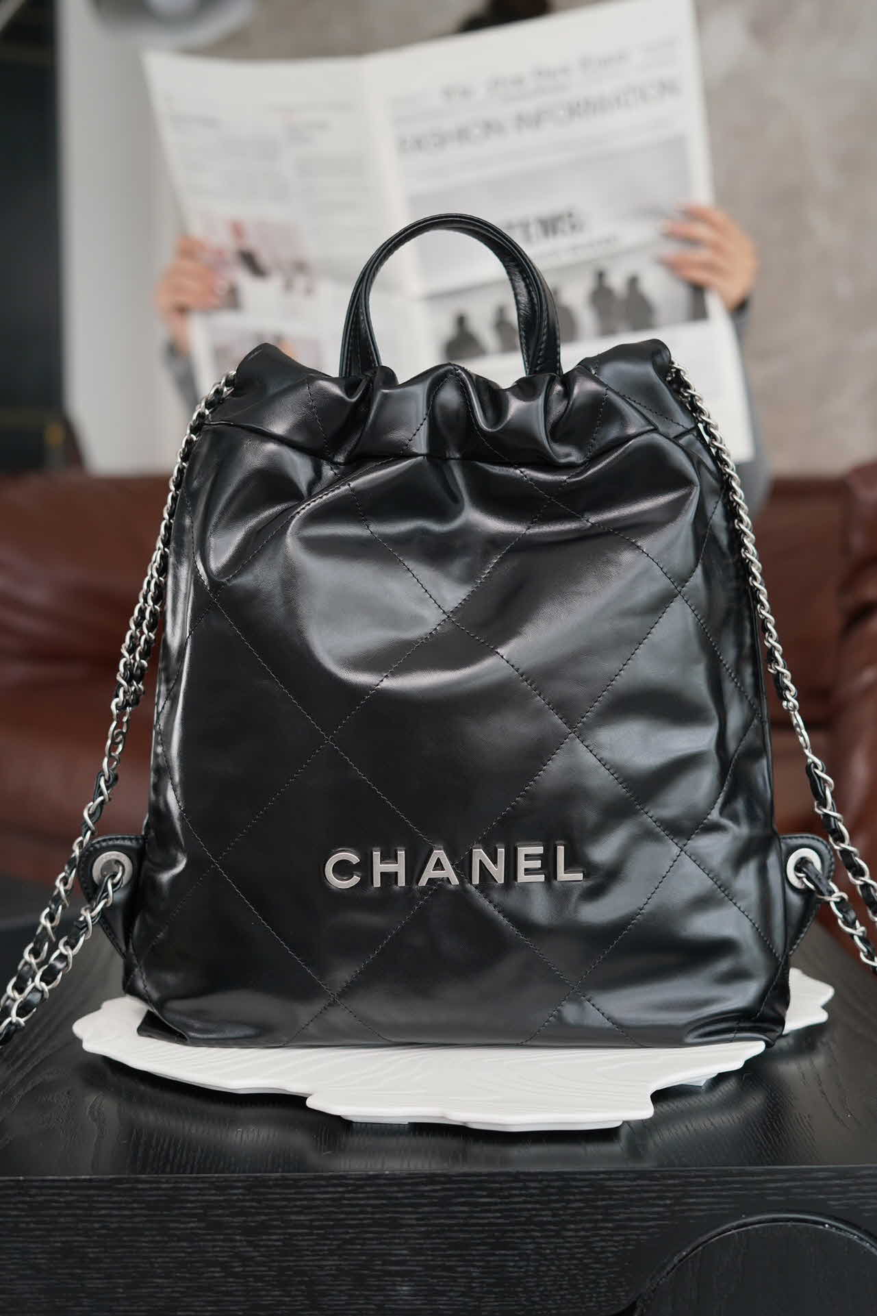 샤넬 22 탑핸들 스몰 백팩 카프스킨 AS3859  1450